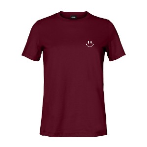 Dalix Smile Face Embroidered Soft Cotton Short Sleeve T Shirt Womens - 1 of 4