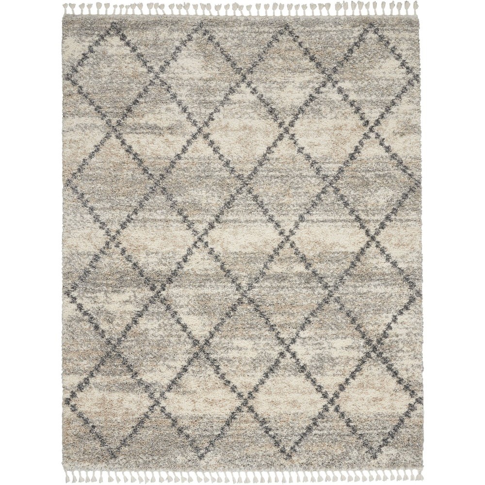 Photos - Area Rug Nourison 7'10"x10'6" Oslo Shag Diamond Trellis Machine Woven Indoor Area R 