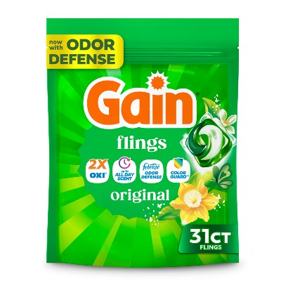 Gain flings! Original 3 in 1 Oxi & Febreze HE Deep Cleaning Concentrated Laundry Detergent Pods