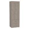 Armoire, Double Door Cabinet, Two Drawers, Metal Handles, Rod, Light Gray - 3 of 4