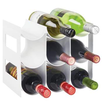mDesign Plastic Water Bottle/Wine Rack Organizer, 3 Tiers, 9 Bottles