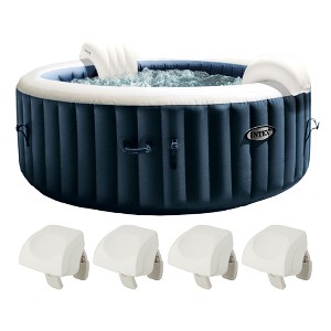 Intex PureSpa Plus Portable Inflatable Hot Tub Bubble Jet Spa, 77 x 28" & PureSpa Cushioned Foam Headrest Pillow Hot Tub Spa Accessory, White (4 Pack) - 1 of 4