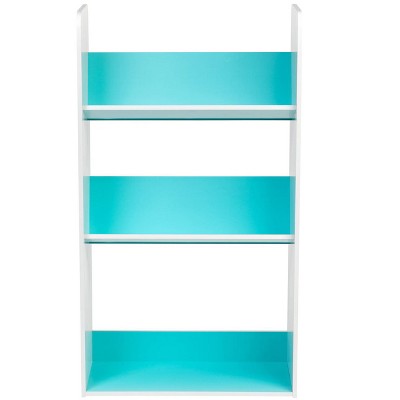 Skyler Blue and White Kids 3-Tier Angled Bookshelf