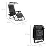 Best Choice Products Folding Zero Gravity Recliner Patio Lounge Chair w/ Canopy Shade, Headrest, Tray - 2 of 4