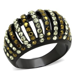 Slickblue Black Stainless Steel Open Stripe Ring with Multicolor Synthetic Crystals, Women’s Sizes 5 to 10 - 1 of 4