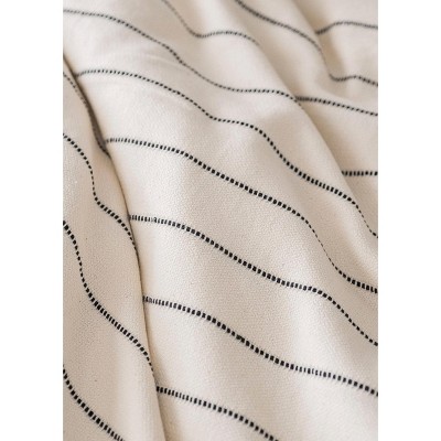 Smooth Cotton Ivory Bed Blanket with Stripes