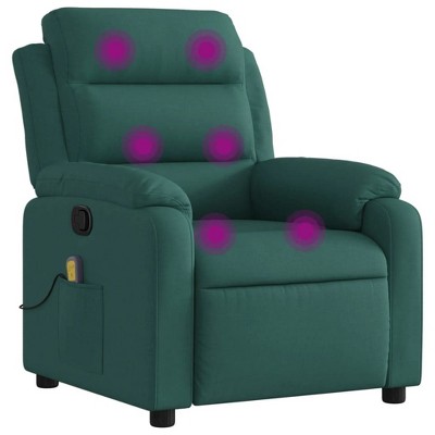 vidaXL Dark Green Fabric Massage Recliner Chair - Manual Reclining Armchair with Vibration Massage, Cozy Padded Seating, Side Pocket