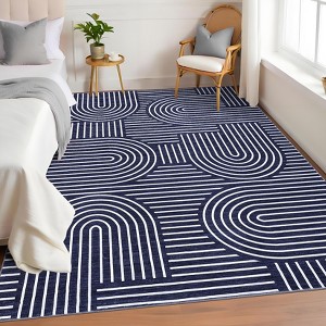 Modern Washable Area Rug, Geometric Pattern Throw Carpet with Non Slip Backing, Low Pile Stain Resistant Floor Carpet for Living Room - 1 of 4