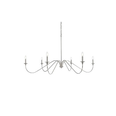 Polished Nickel 60" 6-Light Candle Chandelier
