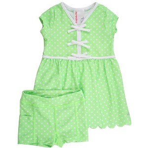 RuffleButts Toddler Girls UPF50+ Active Short Sleeve Bow Dress & Bike Short Set - 1 of 4