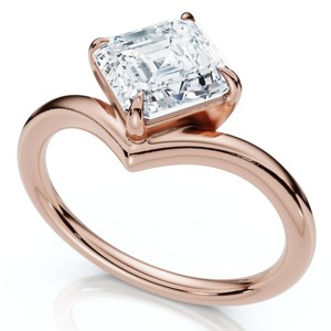 Pompeii3 1Ct V Asscher Cut Diamond Engagement Ring 14k Gold or Platinum Lab Created EF/VS - 1 of 4