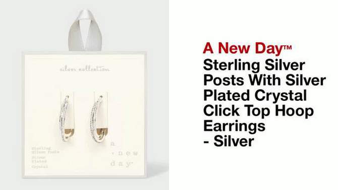 Sterling Silver Posts With Silver Plated Crystal Click Top Hoop Earrings - A New Day&#8482; Silver, 2 of 5, play video