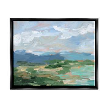 Stupell Industries Modern Brushed Cloudy Landscape Framed Floater Canvas Wall Art