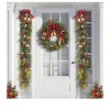 GAOMON 6FT Pre-Lit Christmas Garland with 20 LED Lights, Battery Operated Xmas Garland with Ball Ornaments, Flowers & Ribbon - 2 of 4