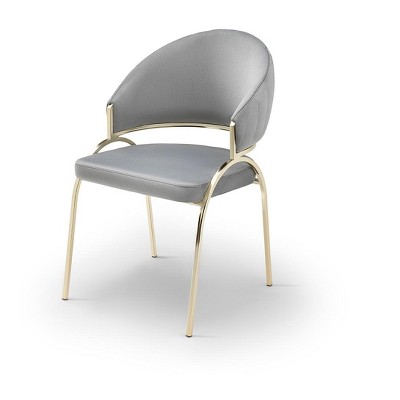 LOVMOR Modern Living Dining Room Accent Chairs w/Metal & Gold Legs,Set of 2