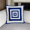 HomeRoots 18" Beige and Blue Geometric Cotton Blend Throw Pillow with Embroidery and Applique - 2 of 4