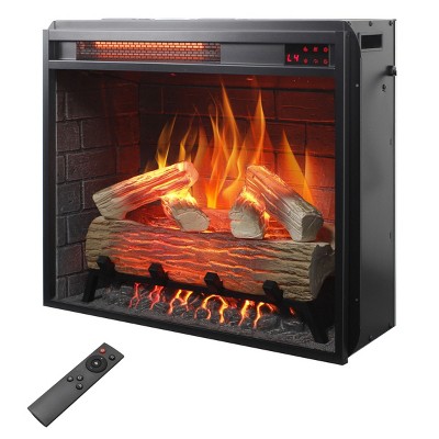 Syemin Indoor Fireplaces 23 Inch Electric Fireplace 3D Log Set Insert, Free Standing Fireplace Heater for Indoor, Black, 24.1"*8.2"*20.2"
