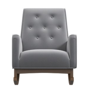 TiramisuBest Elegant Dark Grey Fabric Rocking Chair with Solid Wood Frame, Comfortable Accent Chair for Living Room & Nursery - 1 of 4