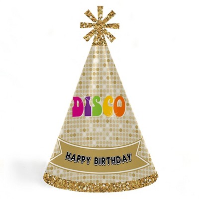 Big Dot of Happiness 70's Disco - Cone Happy Birthday Party Hats for Kids and Adults - Set of 8 (Standard Size)