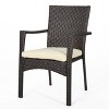 GDFStudio Frankfort Outdoor Wicker 3 Piece Bistro Set with Cushion, Multibrown/Cream - 4 of 4