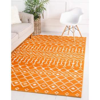 Unique Loom 4' 1 x 6' 1 Rectangle Moroccan Trellis Orange Area Rug
