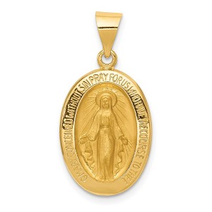 Black Bow Jewelry 14k Yellow Gold Hollow Oval Miraculous Medal Pendant - 1 of 4