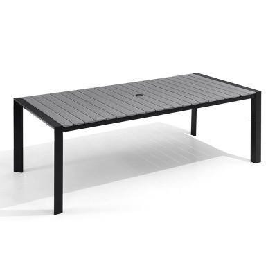 Pellebant Patio Dining Table Durable WPC Tabletop Aluminum Frame Indoor/Outdoor Dining Table for Backyards Poolside Gardens
