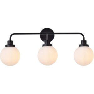 Elegant Lighting Hanson 3 lights bath sconce in black with frosted shade - 1 of 4