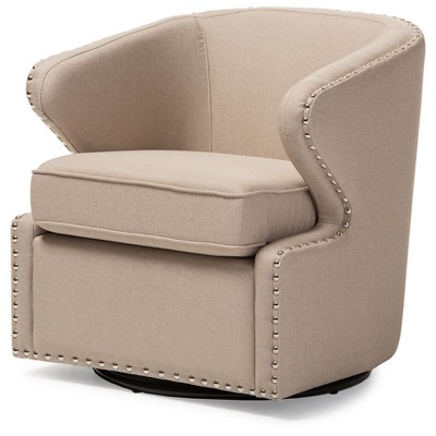 Baxton Studio Finley Mid-century Modern Beige Fabric Upholstered Swivel Armchair Baxton Studio Finley Mid-century Modern Beige Fabric Upholstered Swivel Armchair