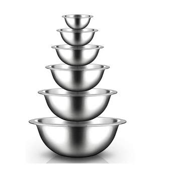 NutriChef 6 Piece Stainless Steel Home Kitchen Stackable Food Prep Serving Bowl Set for Cooking, Marinating, and Mixing (4 Pack)