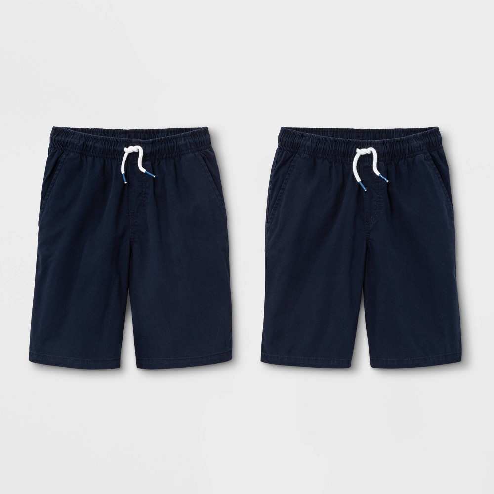 Boys' 2pk Pull-On Woven Shorts - Cat & Jack™ Navy/Navy L