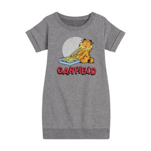 - Garfield - Garfield Lasagna Logo Graphic Short Sleeve Fleece Dress - 1 of 4