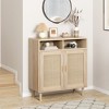 36" Modern Rattan Sideboard Cabinet - 2-Door Storage Buffet with Shelf, Boho TV Stand & Coffee Bar for Dining Room, Kitchen & Entryway - 3 of 4