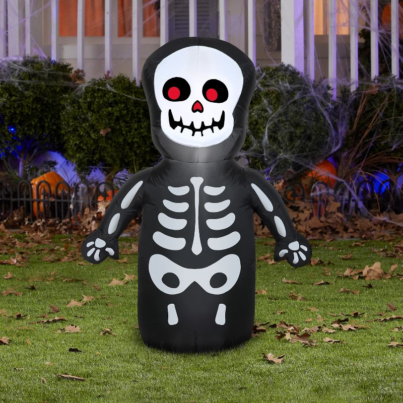 Gemmy Airblown Inflatable Happy Skeleton, 3.5 ft Tall, Multicolored, 2 of 5