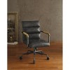 Okak Top Grain Leather Desk Chair, Executive Office Chair with Wooden Armrests and Metal Frame, Stylish Comfy Chair for Home, Office, Dark Brown - 3 of 4