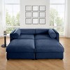 Stylish Chenille 2 Seater Sofa with 2 Ottoman Storages Cylindrical Backrest and Armrests, Modern Loveseat Hidden Storage Space-Tanpinhause - 4 of 4