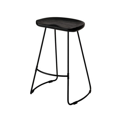 MH London Ember 26" Saddle Seat Solid Wood and Metal Counter Bar Stool