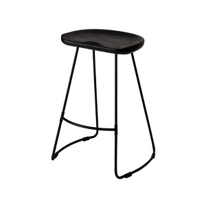 MH London Ember 26" Saddle Seat Solid Wood and Metal Counter Bar Stool - 1 of 4