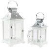 Northlight Set of 2 White Wooden Candle Lanterns with Galvanized Metal Tops 19.5" - 4 of 4