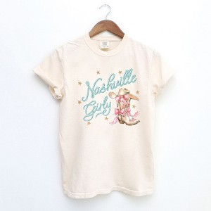 Simply Sage Market Women's Coquette Nashville Girly Short Sleeve Garment Dyed Tee - 1 of 3