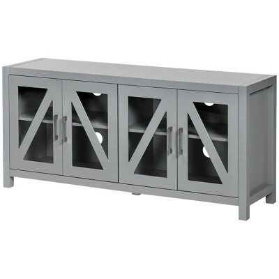 INFURNIC TV Stands and Consoles Modern Entertainment Center with Glass Doors, Adjustable Shelves and Cable Management, Gray, 54.3"*17.9"*7.5"
