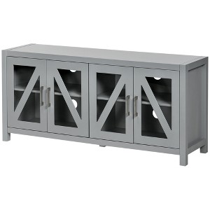 INFURNIC TV Stands and Consoles Modern Entertainment Center with Glass Doors, Adjustable Shelves and Cable Management, Gray, 54.3"*17.9"*7.5" - 1 of 4