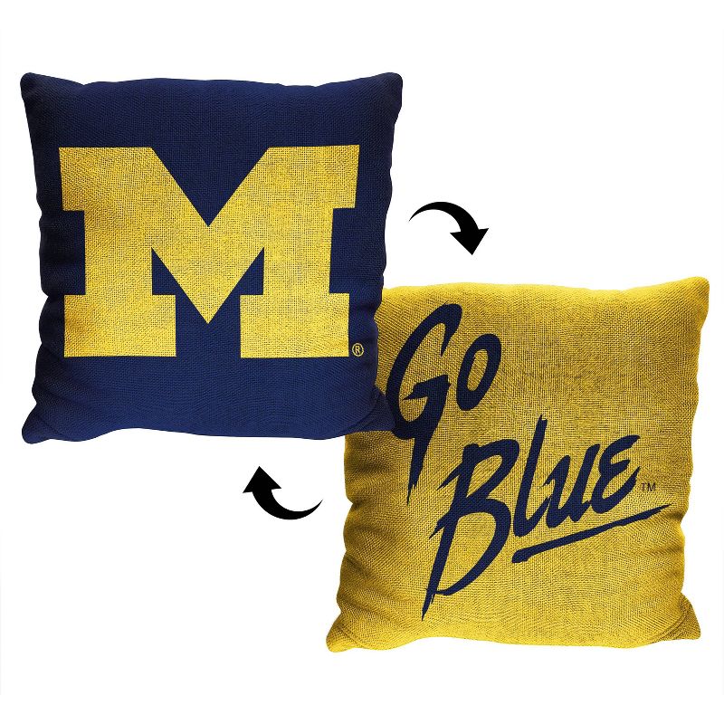 14&#34;x14&#34; NCAA Michigan Wolverines Invert Double Sided Jacquard Decorative Pillow - 2pk, 3 of 5