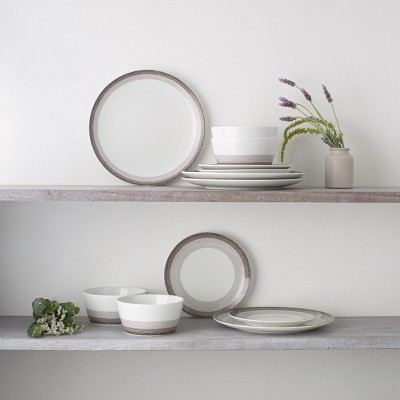 Canyon White Porcelain 12-Piece Dinnerware Set, Service for 4