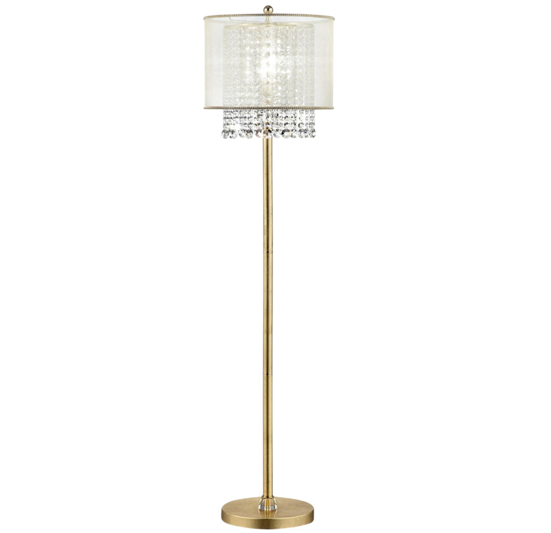 HomeRoots 65" Gold And White Novelty Floor Lamp With White Fabric Drum Shade