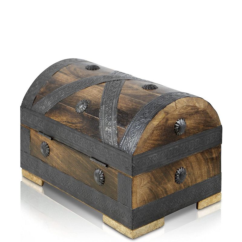 Brynnberg 9.5''x6.3''x5.3'' Wooden Decorative Treasure Chest Box with Lock, 5 of 7
