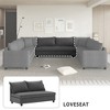 Modular Loveseat Sectional Sofa Unit with Armrest Storage, USB & Cup Holders, Chenille Upholstery - 3 of 4