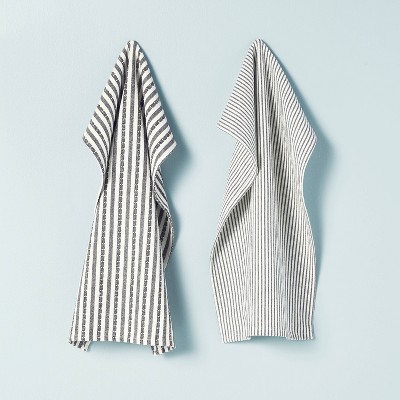 Sets of 2 Ticking Stripe Hanging Kitchen Towels