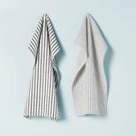 2ct Ticking Stripe Kitchen Towel Set Dark Gray/Cream - Hearth & Hand™ with Magnolia