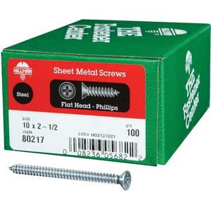 Hillman No. 10 X 2-1/2 in. L Phillips Flat Head Sheet Metal Screws 100 pk - 1 of 1
